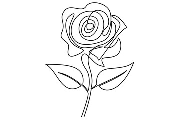 Wall Mural - Rose flower continuous one line drawing of rose flower isolated outline vector illustration minimalist design