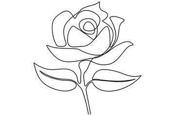 Wall Mural - Rose flower continuous one line drawing of rose flower isolated outline vector illustration minimalist design