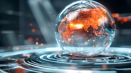 Poster - Global connectivity futuristic earth visualization digital realm 3d art dynamic environment high-tech perspective