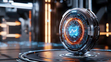 Poster - Futuristic technology display high-tech lab digital art sci-fi environment close-up view innovation concept