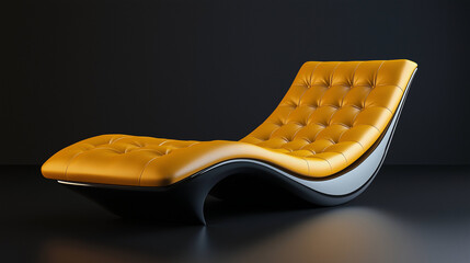 yellow chaise lounge isolated on black background , empty room , interior design for elegant  luxury home furniture . couch , chair , sofa