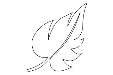 Poster - Continuous single Line Drawing Of a Leaf Editable Stroke outline vector illustration

