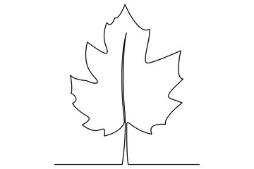 Poster - Continuous single Line Drawing Of a Leaf Editable Stroke outline vector illustration

