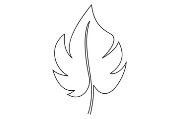 Poster - Continuous single Line Drawing Of a Leaf Editable Stroke outline vector illustration

