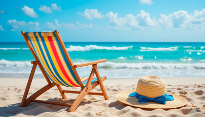 Wall Mural - beach chair on the beach