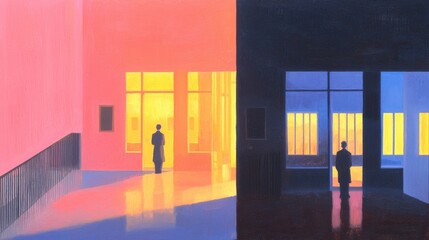 Poster - Silent reflections artistic exploration of light and shadows in modern architecture