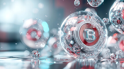 Poster - Dynamic bubbles in digital space virtual environment 3d render abstract design close-up view visual innovation