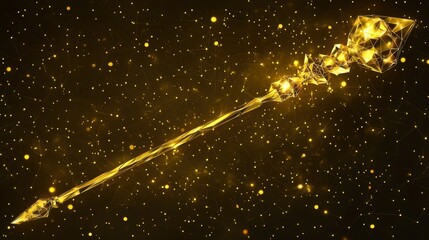Poster - A royal low-poly golden scepter, glowing with polygonal highlights.
