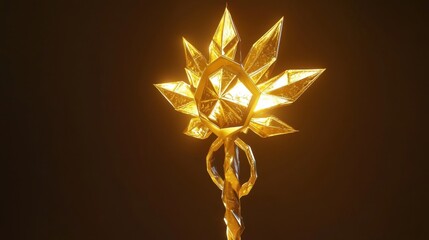 Poster - A royal low-poly golden scepter, glowing with polygonal highlights.