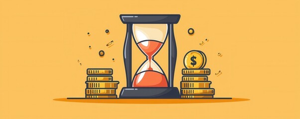 Poster - Illustration of an hourglass with coins symbolizing time's monetary value