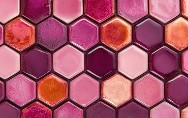 Poster - A close-up view of vibrant pink hexagonal tiles arranged in a captivating pattern.