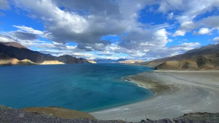 Wall Mural - Beautiful landscape with mountains at Pangong Tso, or Pangong Lake, between Man and Merak village in the evening, situated on the border with India and China, Leh, Ladakh, India.