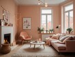© RaksaLinggo - A Cozy Living Room with Pink Accents and Natural Decor