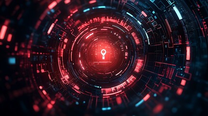 Aufkleber - abstract digital security tunnel with keyhole.