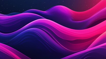 Poster - A psychedelic fractal wave with fluid, ribbon-like energy flowing across the space