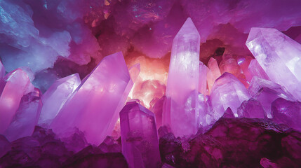 Poster - A glowing fractal crystal cave, where the walls radiate in shimmering, endless reflections.