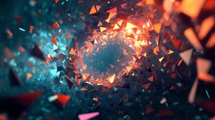 Poster - A fractal vortex of shifting multicolored triangles