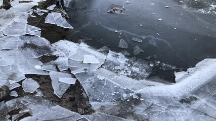 Sticker - melting ice on the lake in the forest