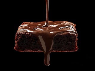 Wall Mural - Chocolate Brownie Decadence: Molten Chocolate Pouring Over Freshly Baked Cake