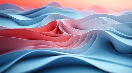 Wall Mural - Abstract Pastel Waves Flowing Landscape