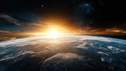 stunning sunrise over earth outer space astro cosmic environment aerial view beauty nature