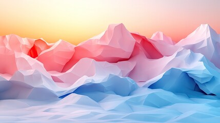 Wall Mural - Abstract Low Poly Pastel Mountain Range Landscape