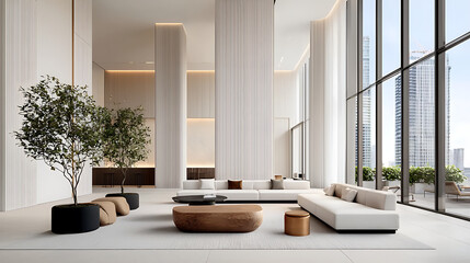 Poster - Modern interior design urban apartment living space minimalist environment bright view contemporary aesthetic