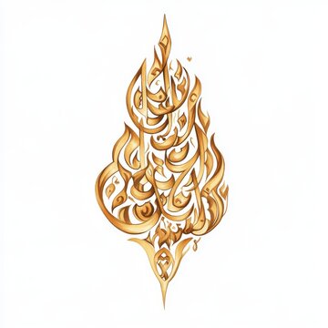 Arabic calligraphy art piece isolated on white background.