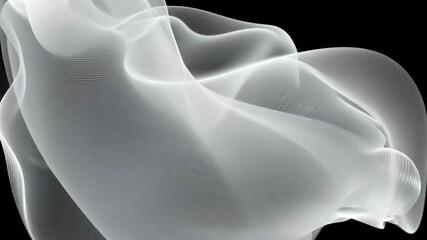 Wall Mural - White fabric flows, dark background, studio shot, design element