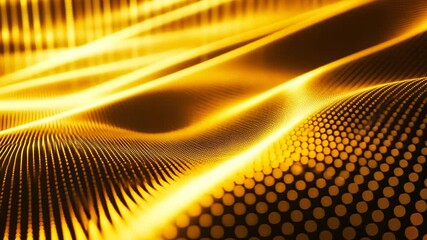 Wall Mural - Golden abstract wave background, glowing particles, digital art, website header