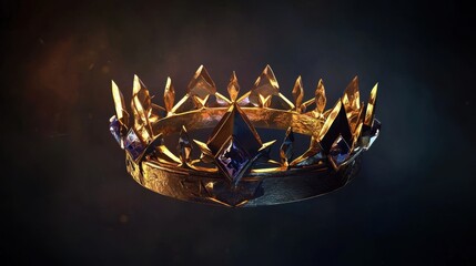 Poster - A stunning low-poly golden crown, designed with a royal geometric aesthetic.