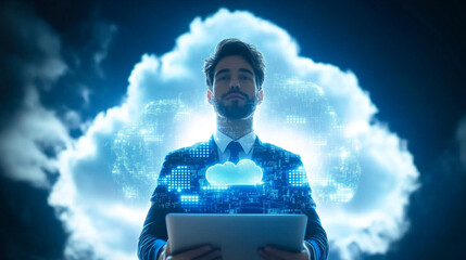 Poster - Businessman Cloud Computing Digital Technology Future Innovation Network Global data server online  