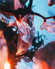 Poster - captivating smoke patterns in nature forest scene early evening close-up artistic interpretation