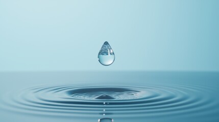Poster - A droplet of water hangs suspended in mid air, catching the light and reflecting the world around it in miniature before gravity takes hold.