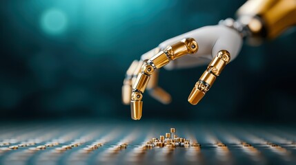 Poster - A robotic arm moves with precision, its metallic fingers delicately manipulating intricate components, symbolizing the growing automation in manufacturing.