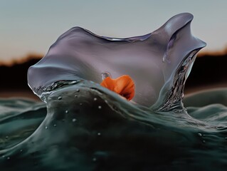 Poster - Dynamic splash action ocean shoreline nature serene seascape close-up view fluid motion concept