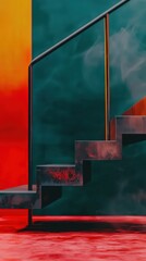 Poster - Colorful staircase design modern art gallery abstract urban setting low angle creative concept