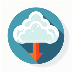 Poster - Cloud icon with downward arrow, symbolizing data transfer and storage