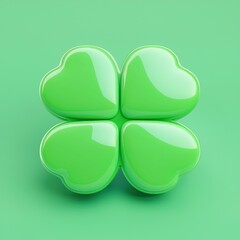 Canvas Print - Lucky four-leaf clover bright and vibrant green