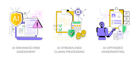 Fototapete - ai in insurance abstract concept vector illustrations.