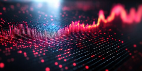 Poster - Visual representation of sound waves illustrating audio frequency levels with colorful patterns