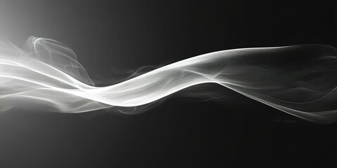 Poster - Flowing white lines create a peaceful abstract design on a dark background during a calm, minimalist moment