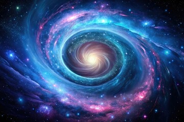 Wall Mural - swirling spiral galaxy wallpaper with vibrant blue and purple hues, set against a dark background, f