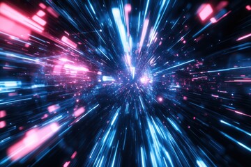 Poster - Vibrant abstract graphic layout showcasing dynamic light trails and energy bursts