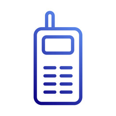 Poster - Retro Pager Icon in Blue Gradient Outline Style