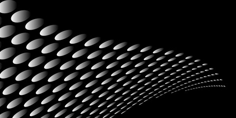 Wall Mural - Black and white Monochrome Halftone Pattern Background with Dotted Circles. Spiraling dots radiating from the center, evoking a sense of modern elegance. pattern metal grid background. Illustration.