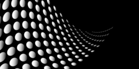 Wall Mural - Black and white Monochrome Halftone Pattern Background with Dotted Circles. Spiraling dots radiating from the center, evoking a sense of modern elegance. pattern metal grid background. Illustration.
