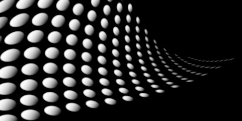Wall Mural - Black and white Monochrome Halftone Pattern Background with Dotted Circles. Spiraling dots radiating from the center, evoking a sense of modern elegance. pattern metal grid background. Illustration.