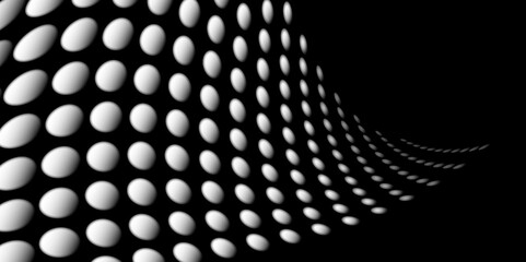 Wall Mural - Black and white Monochrome Halftone Pattern Background with Dotted Circles. Spiraling dots radiating from the center, evoking a sense of modern elegance. pattern metal grid background. Illustration.