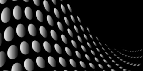 Wall Mural - Black and white Monochrome Halftone Pattern Background with Dotted Circles. Spiraling dots radiating from the center, evoking a sense of modern elegance. pattern metal grid background. Illustration.
